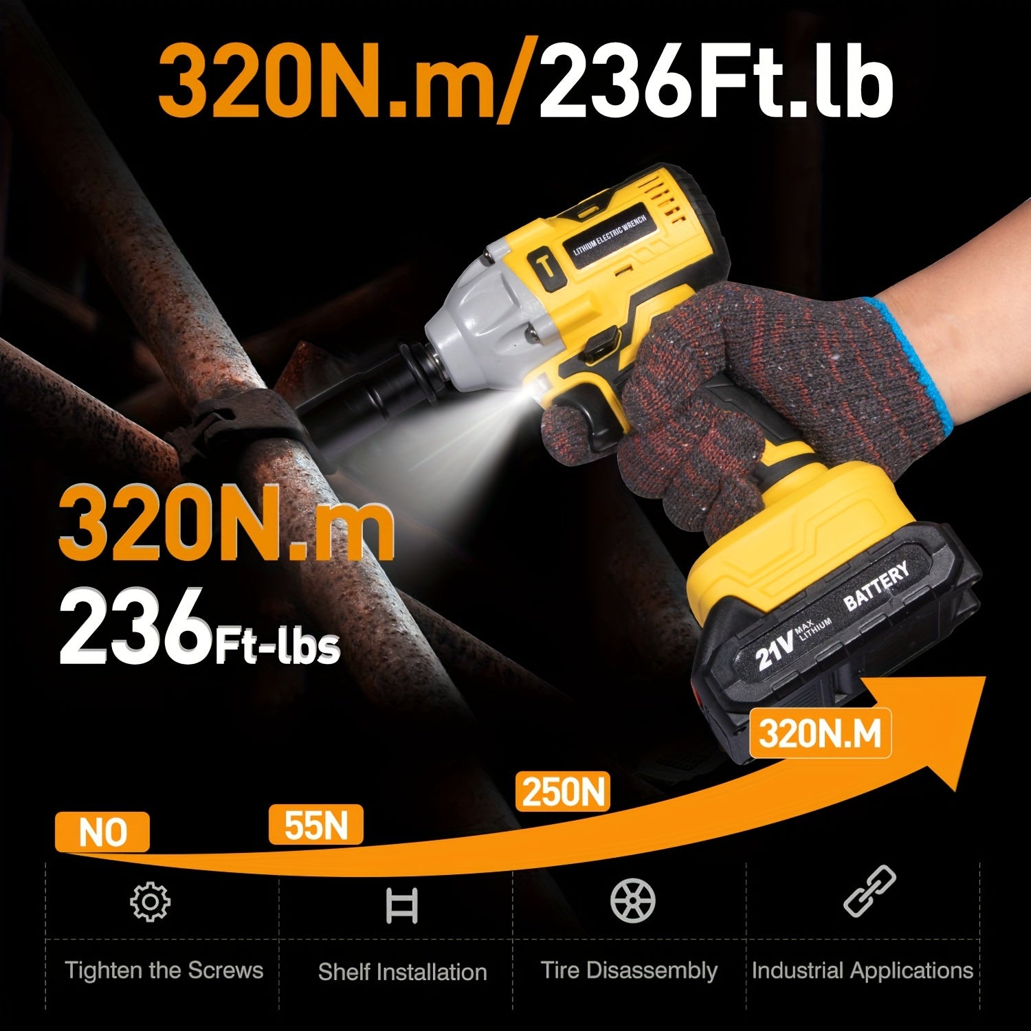 21V 4000MAH Cordless Impact Wrench and Drill Set, Brushless Power Impact Gun with Electric Drill Kit, Portable Tool Bag and Accessories for Automotive and Home Use