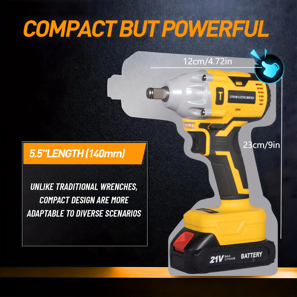 21V 4000MAH Cordless Impact Wrench and Drill Set, Brushless Power Impact Gun with Electric Drill Kit, Portable Tool Bag and Accessories for Automotive and Home Use