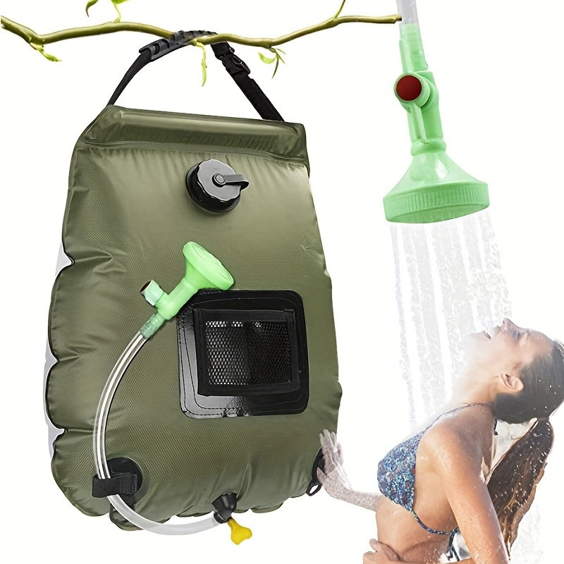 5 Gallon Solar-Powered Portable Shower Bag - Rapid Heating, Removable Hose & Adjustable Showerhead for Ultimate Outdoor Hygiene on Camping, Hiking, Beach Trips