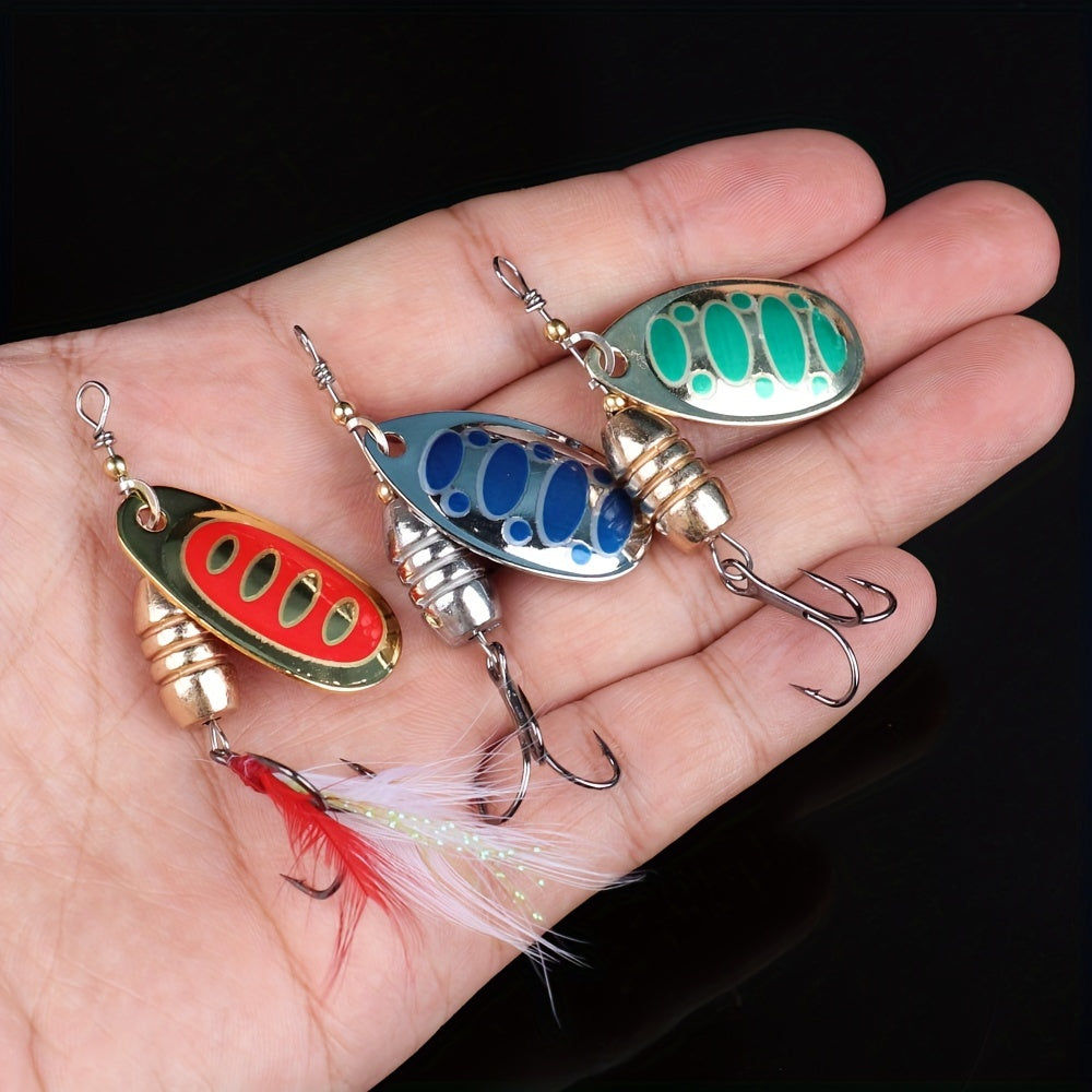 5pcs Mixed Color Spinner Baits - Durable Iron Fishing Lures for Hunting & Fishing