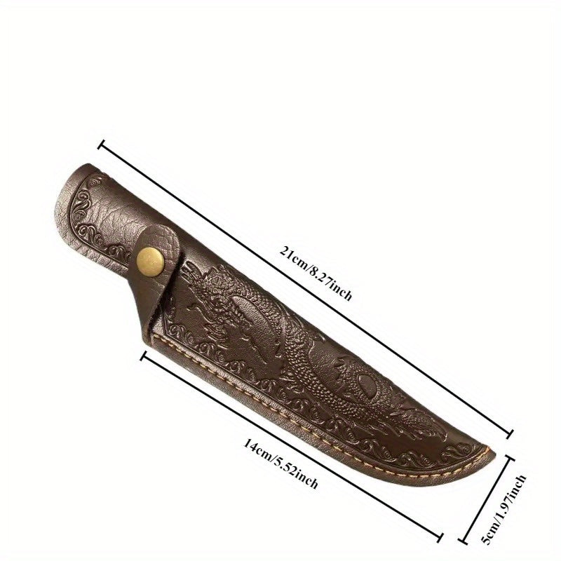 3D Embossed Dragon Design Faux Leather Knife Sheath for Chef's Knife, Outdoor Cooking, Camping, Picnic, Hunting - Convenient Carry Storage (Knife Not Included)
