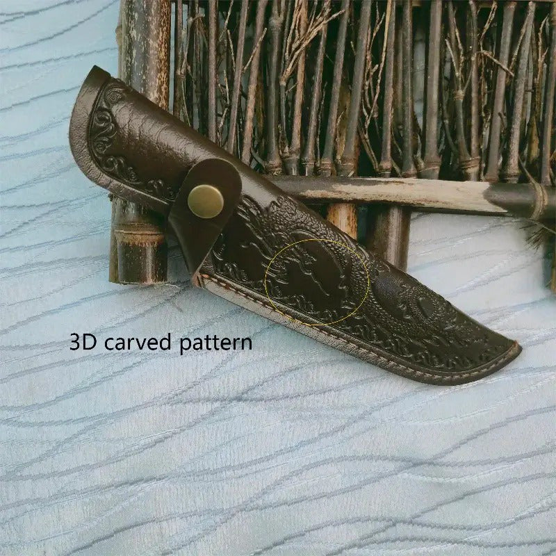 3D Embossed Dragon Design Faux Leather Knife Sheath for Chef's Knife, Outdoor Cooking, Camping, Picnic, Hunting - Convenient Carry Storage (Knife Not Included)