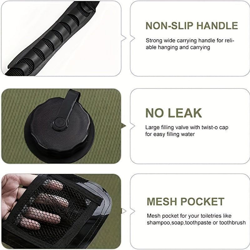 5 Gallon Solar-Powered Portable Shower Bag - Rapid Heating, Removable Hose & Adjustable Showerhead for Ultimate Outdoor Hygiene on Camping, Hiking, Beach Trips