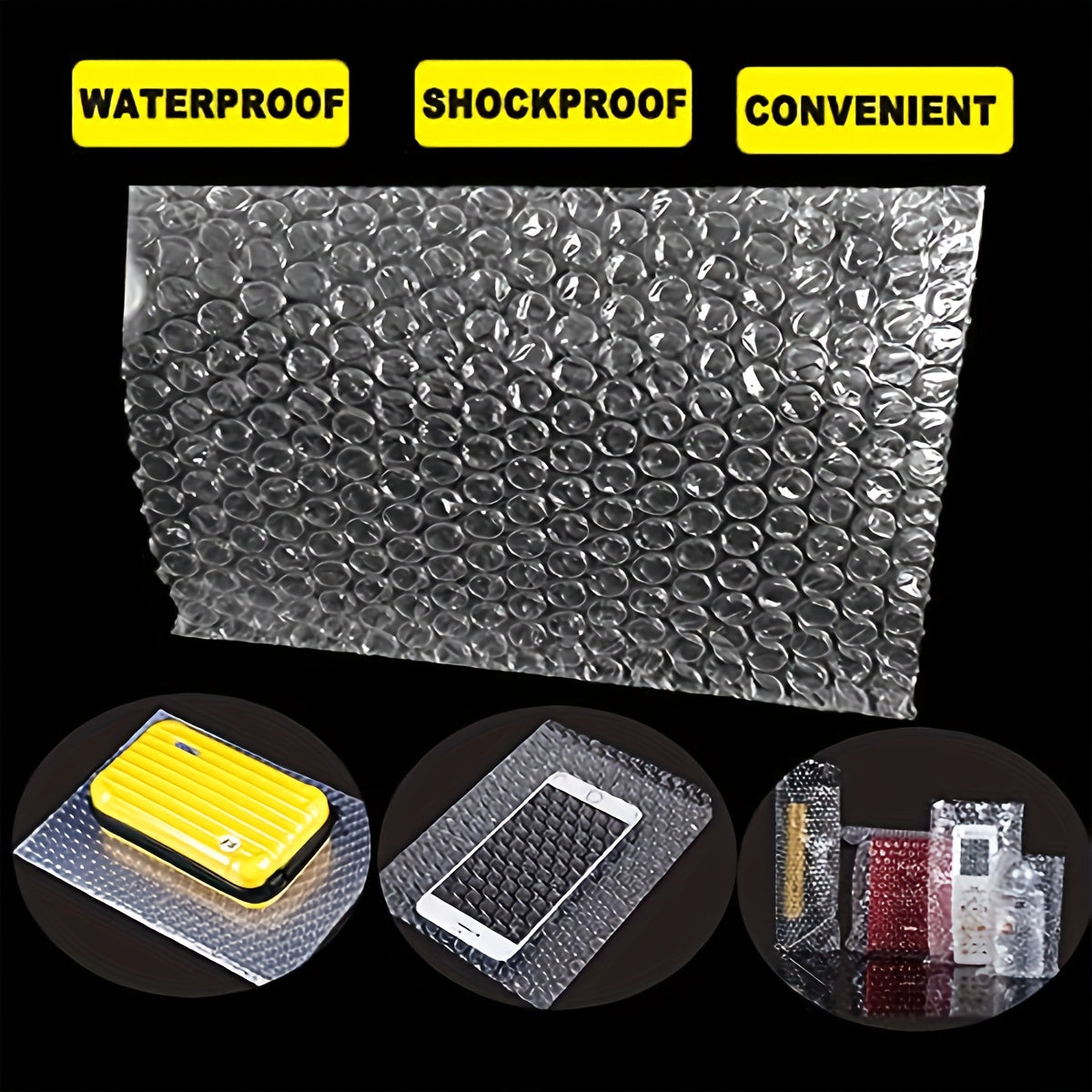 50-Pack Transparent Bubble Bags in 8 Sizes - Durable Plastic Padded Envelopes for Safe Shipping and Storage of Fragile Items, Including Dishes, Electronics, and Artwork - Protective Bubble Cushion Pouches for Moving (Sizes: 5