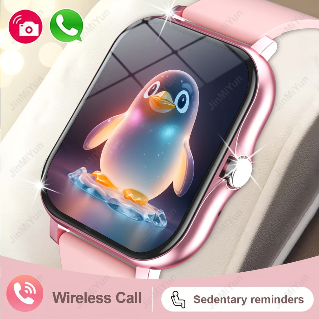 4.65cm Full Touch Screen Smartwatch for Men & Women – Sports Outdoors Fitness Watch with Wireless Call & Message Alerts, Multiple Sports Modes, Remote Camera/Music, Activity Tracker, Compatible with Android & iPhone, Non-Wa