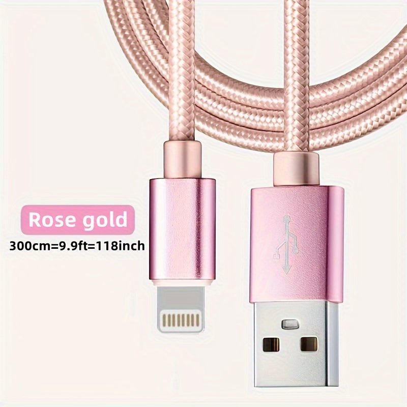 3.3ft/6.6ft/9.9ft USB 18W Fast Charging Data Cable - For IPhone 14/13/12/11 Pro Max/12 Mini/XR/XS/X/8/7/6 Plus/SE For IPad.