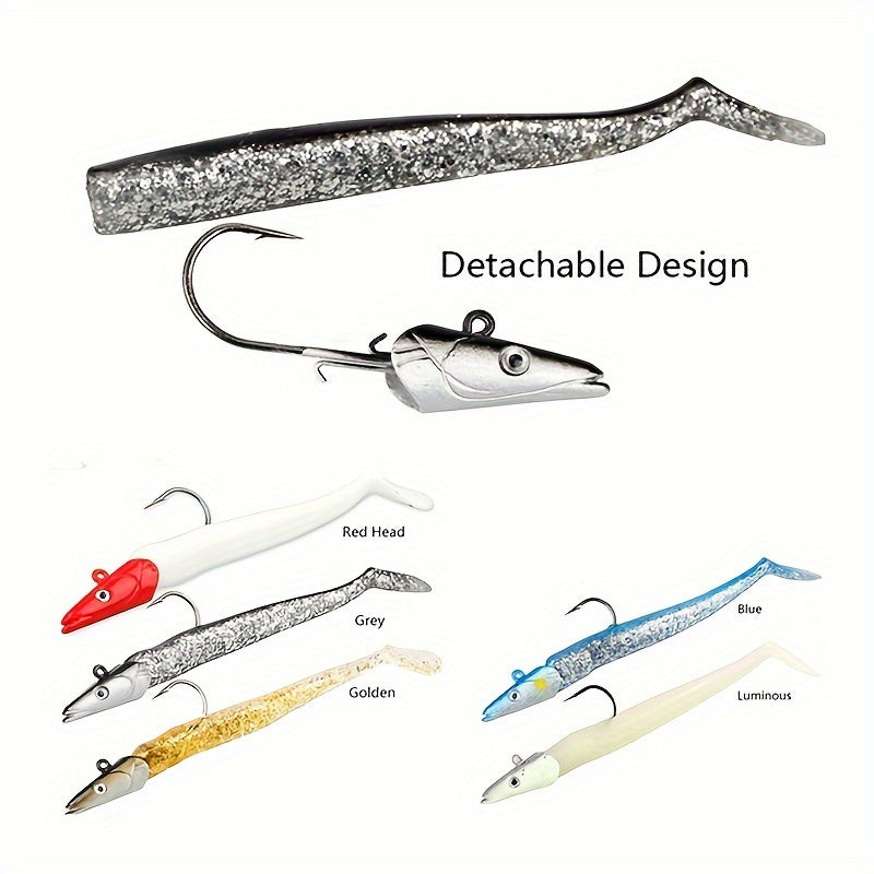 5pcs Premium Seawater Metal Jig Fishing Lure with Soft Bait - Ideal for Catching Marlin and Tuna - 11cm/4.33inch, 22g