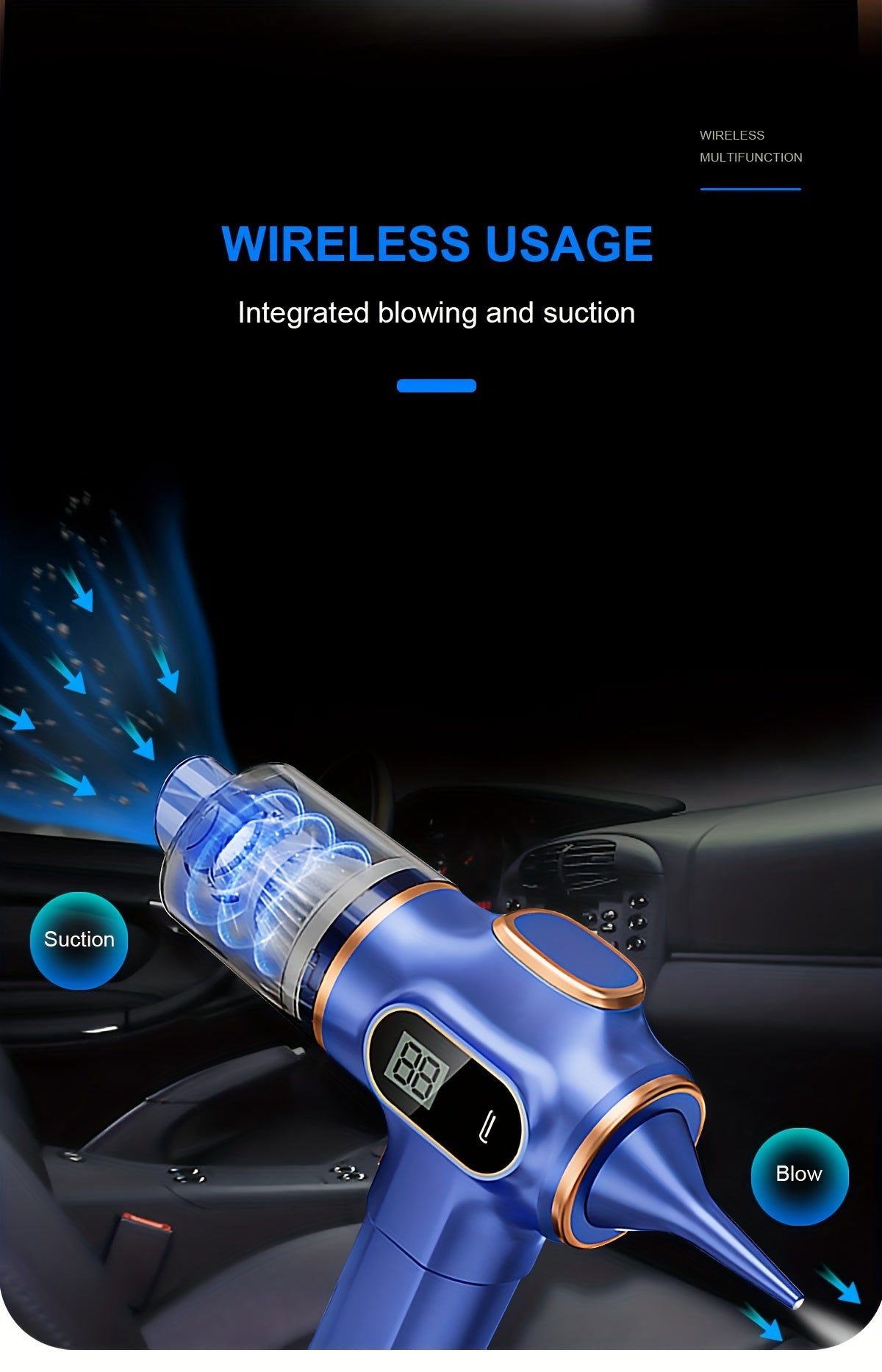 4000mAh High-Power Portable Vacuum Cleaner - Strong 45W Suction, 3.5Pa Pressure, USB Rechargeable, Lightweight, Cordless, Multi-Surface Cleaning for Household, Automotive, Office - Ideal for Quick Cleanups and Pet Owners