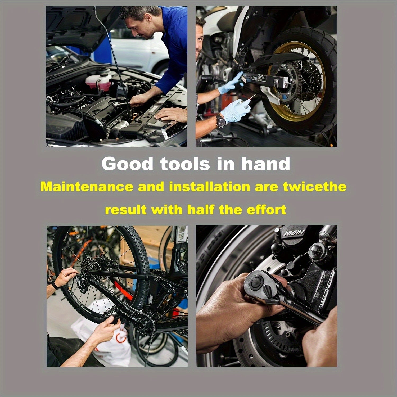 46pcs Mechanical Tool Socket Set, 1/2" 1/4" 3/8" Drive SAE and Metric Sizes, Universal Ratchet Wrench Set with 72-Tooth Ratchet for Automotive, Home, Garage, Bicycle Trunk