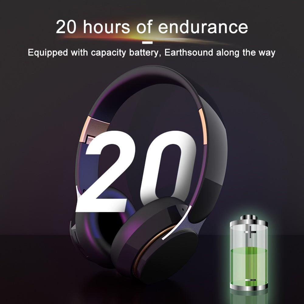 07S Wireless Gaming Headset with Surround Sound, Foldable Design & Large Battery - Wireless/Wired/TF/Radio Modes, USB-C Charging, Compatible with PC, PS4, Mobile - Noise Isolating Closed-Ear Headphones for Sports, Video, Gami