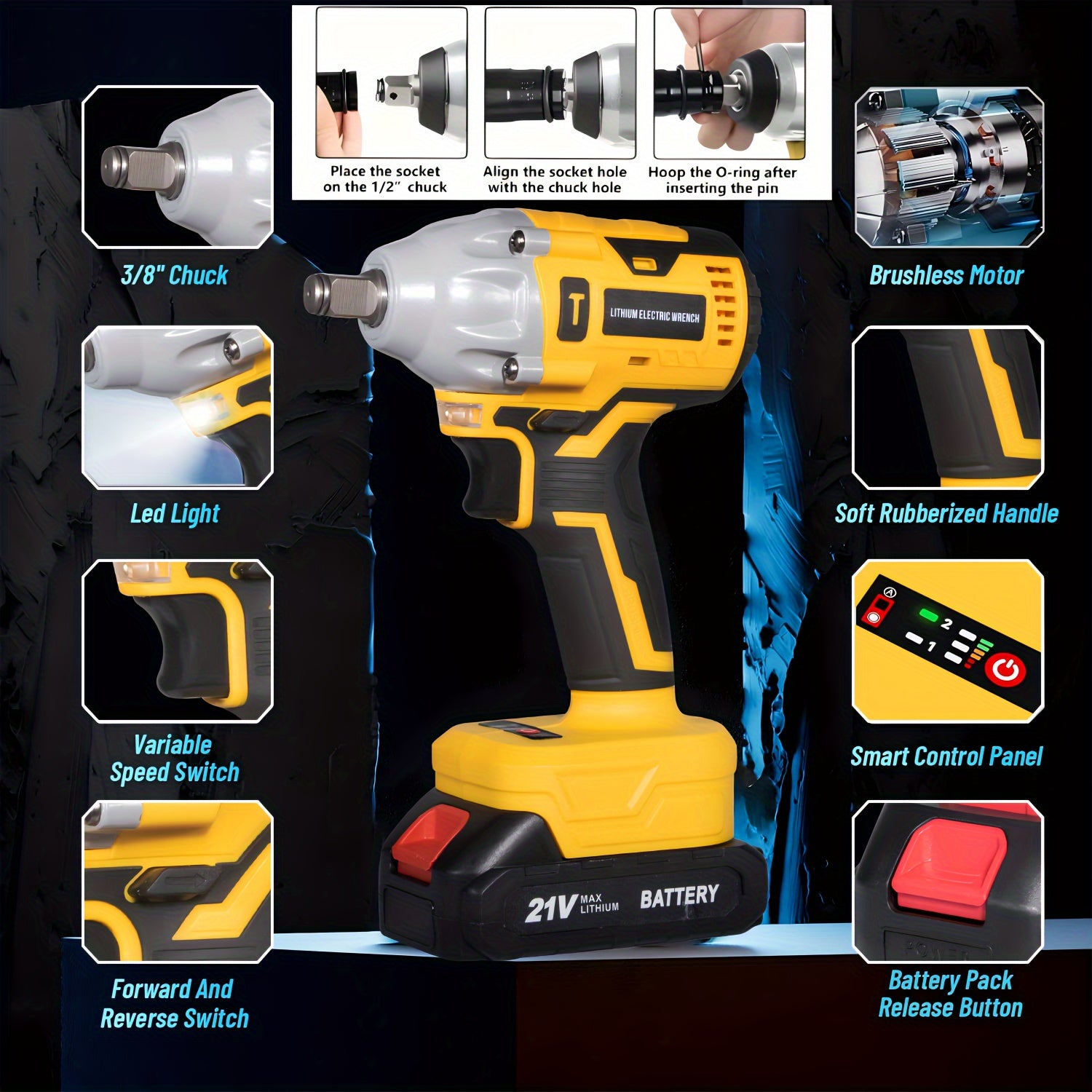 21V 4000MAH Cordless Impact Wrench and Drill Set, Brushless Power Impact Gun with Electric Drill Kit, Portable Tool Bag and Accessories for Automotive and Home Use