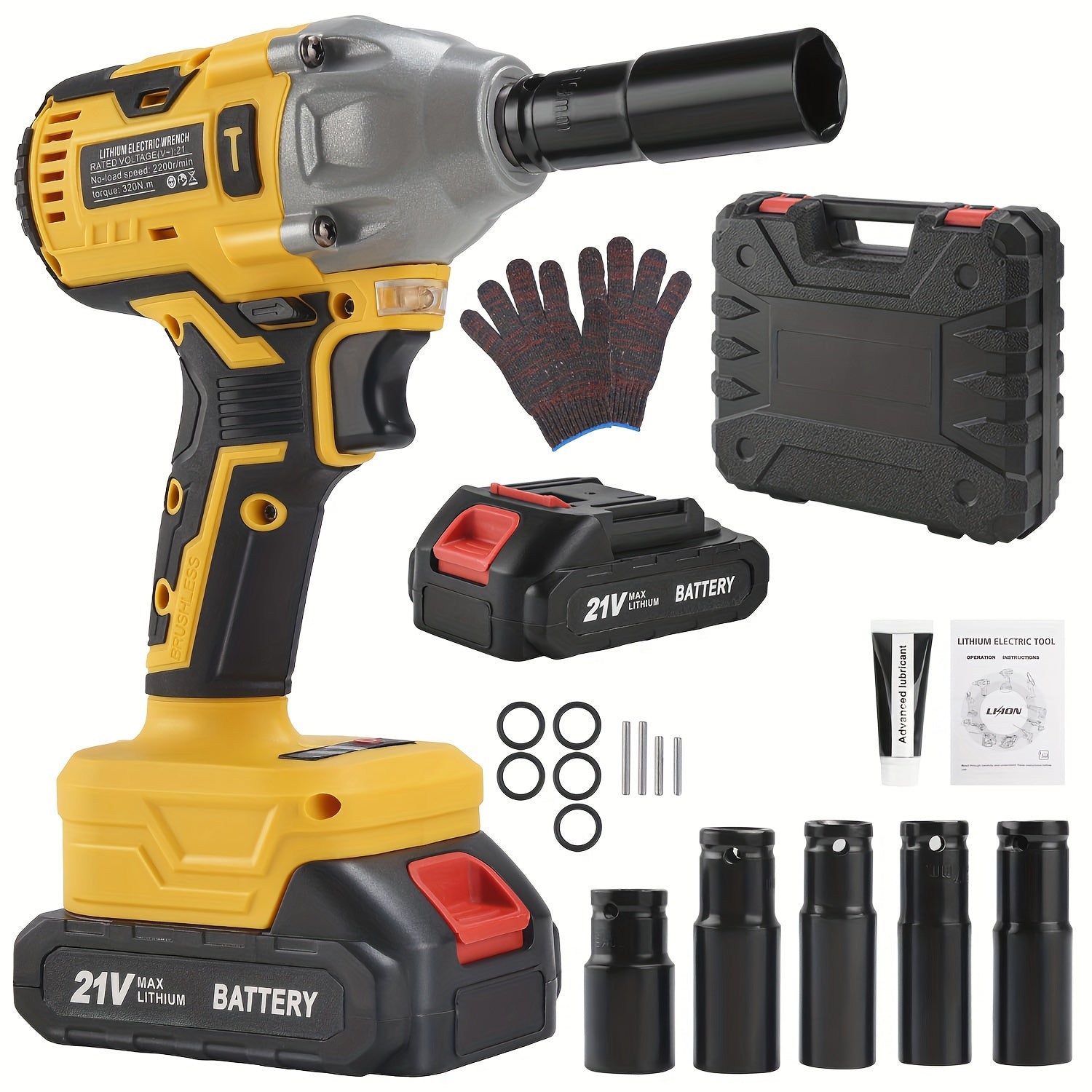 21V 4000MAH Cordless Impact Wrench and Drill Set, Brushless Power Impact Gun with Electric Drill Kit, Portable Tool Bag and Accessories for Automotive and Home Use