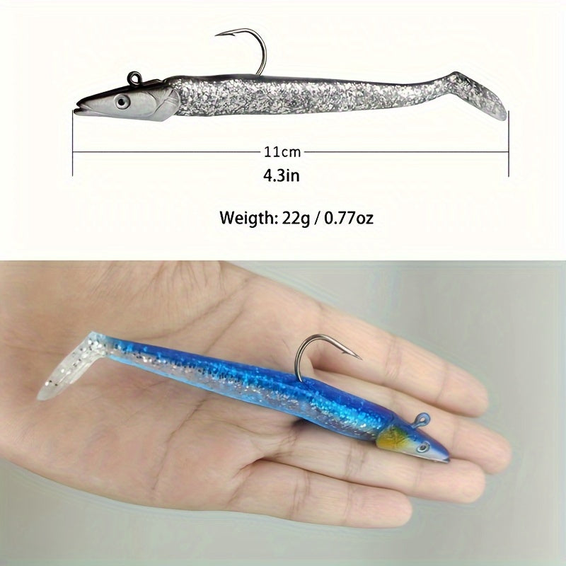 5pcs Premium Seawater Metal Jig Fishing Lure with Soft Bait - Ideal for Catching Marlin and Tuna - 11cm/4.33inch, 22g