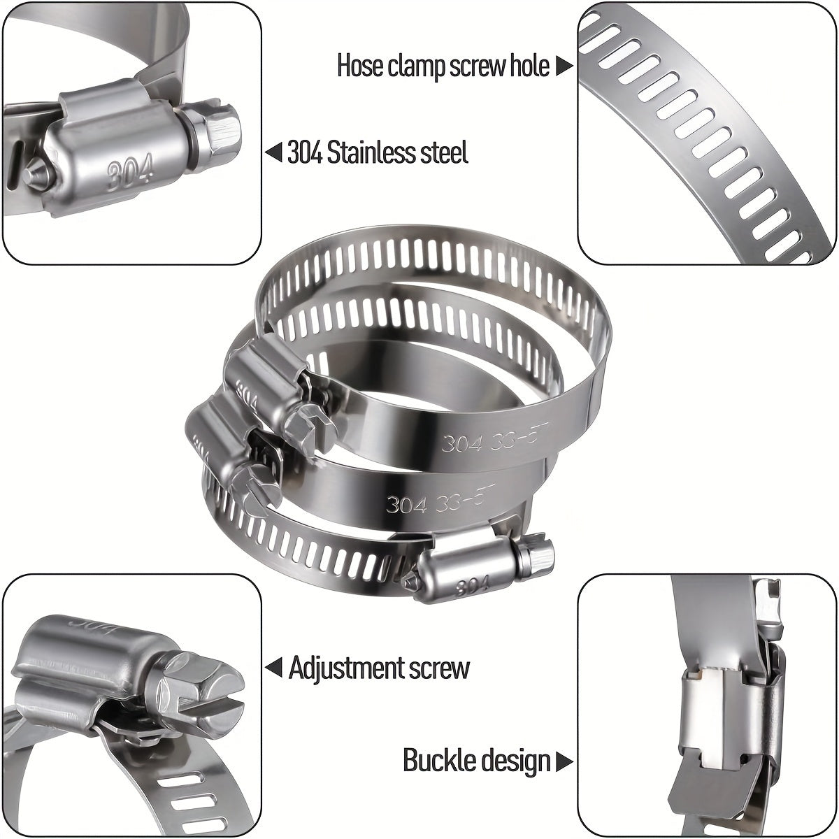 25pcs Heavy-Duty 304 Stainless Steel Hose Clamp Assortment Kit with Adjustable Worm Gear Screw Clamps (25/64” to 2-3/4”, 10-76mm) for Plumbing, Automotive, Fuel Lines, Radiator, Tubes -  Pipe Clamps for DIY & Professional