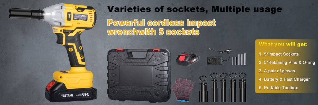 21V 4000MAH Cordless Impact Wrench and Drill Set, Brushless Power Impact Gun with Electric Drill Kit, Portable Tool Bag and Accessories for Automotive and Home Use