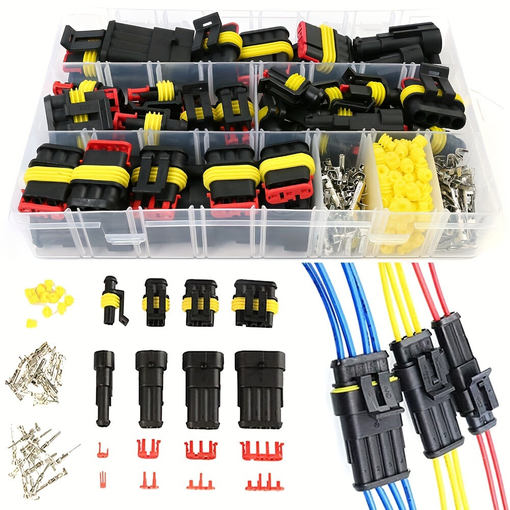 352pcs Waterproof Automotive Electrical Connector Kit - Durable 1/2/3/4 Pin Wire Plugs for Easy Car Repair & Maintenance - For Car Enthusiasts & Mechanics - Ideal for DIY Car Repairs