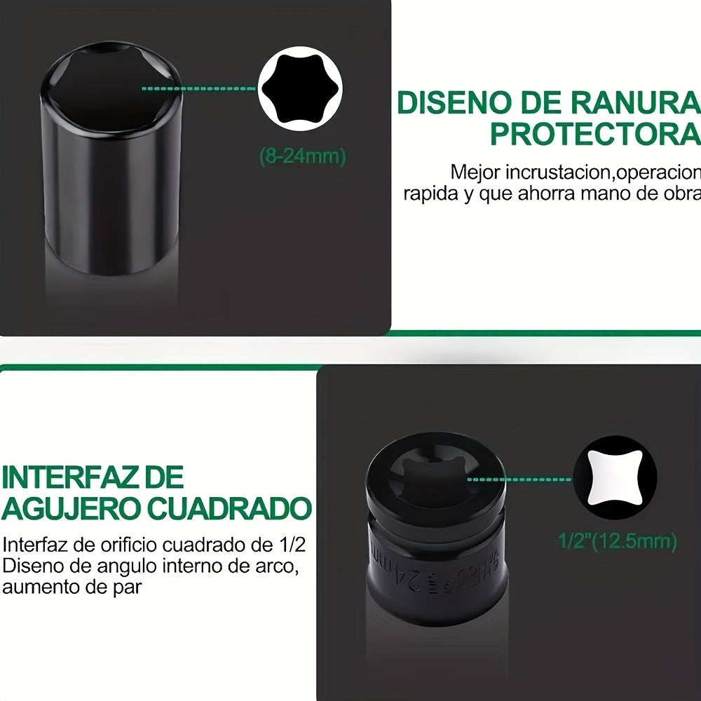 20pc Heavy-Duty Hex Impact Wrench Socket Set - 1/2 Drive, Chrome Vanadium Steel, Metric (8-32mm) Sizes, with Robust Plastic Toolbox - Perfect for Automotive Repair and DIY Projects