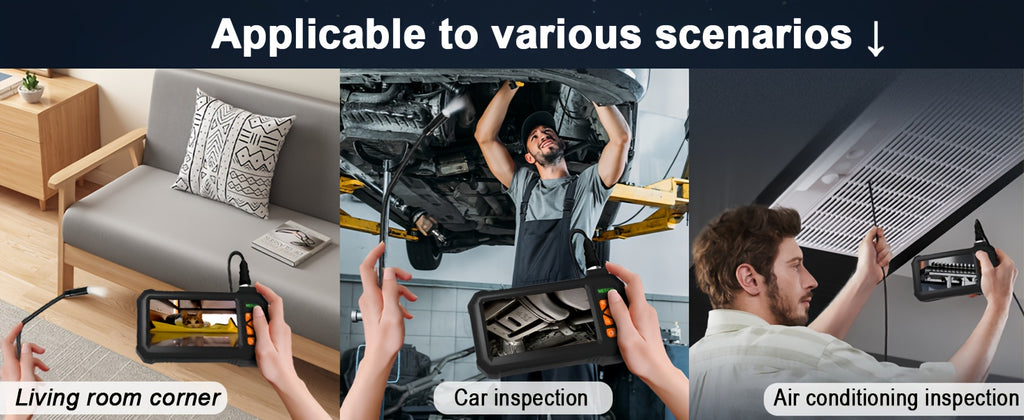 4. 3" IPS HD Borescope Camera with High-Quality 1080P Lens and Bright Headlight for Automotive and House Pipe Inspection