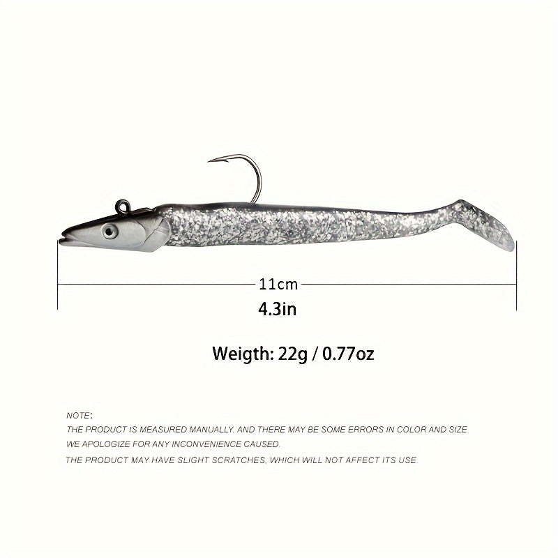 5pcs Premium Seawater Metal Jig Fishing Lure with Soft Bait - Ideal for Catching Marlin and Tuna - 11cm/4.33inch, 22g