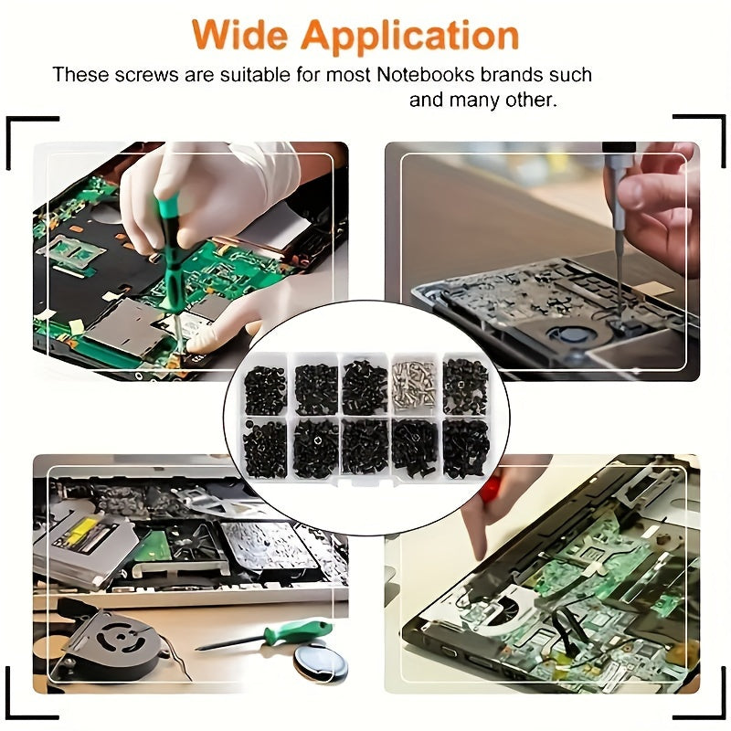 500pcs Set Screws Assortment Kit - Galvanized Iron Flat Head Phillips Drive Screws - Fully Threaded, Low Profile, for Use in Plastic, Right Hand Thread Direction - Extensive Application in Electronics Repair