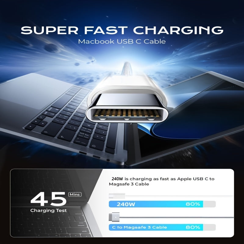 240W Super Fast Charging, Support PD, High-speed Data Transmission, TYPE C To TYPE C Interface Data Cable, Suitable For Samsung, For iPhone 15, For MacBook/iPad/Xiaomi And Other Devices