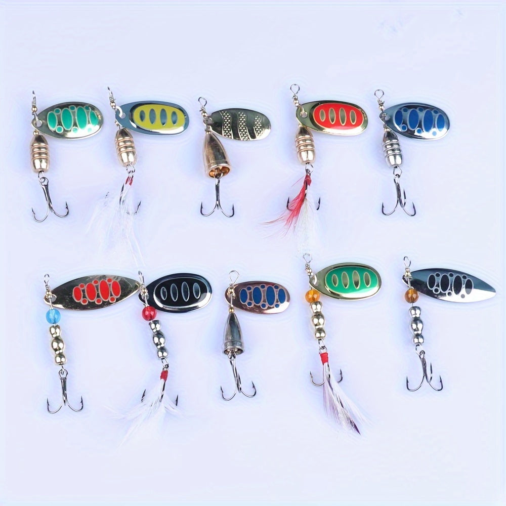 5pcs Mixed Color Spinner Baits - Durable Iron Fishing Lures for Hunting & Fishing