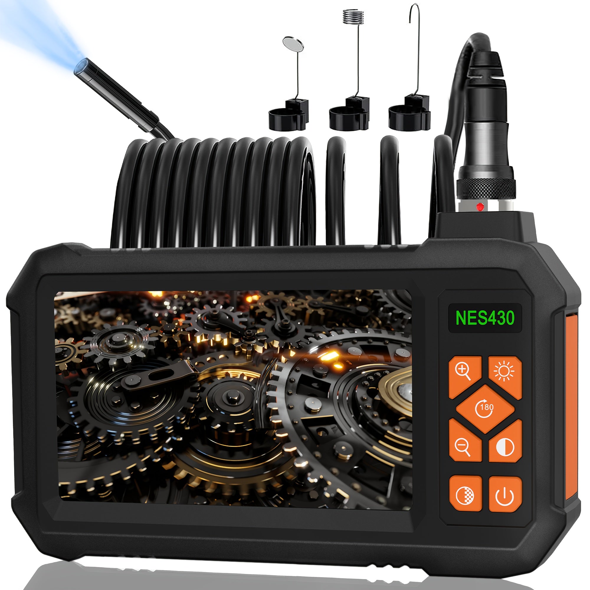 4. 3" IPS HD Borescope Camera with High-Quality 1080P Lens and Bright Headlight for Automotive and House Pipe Inspection