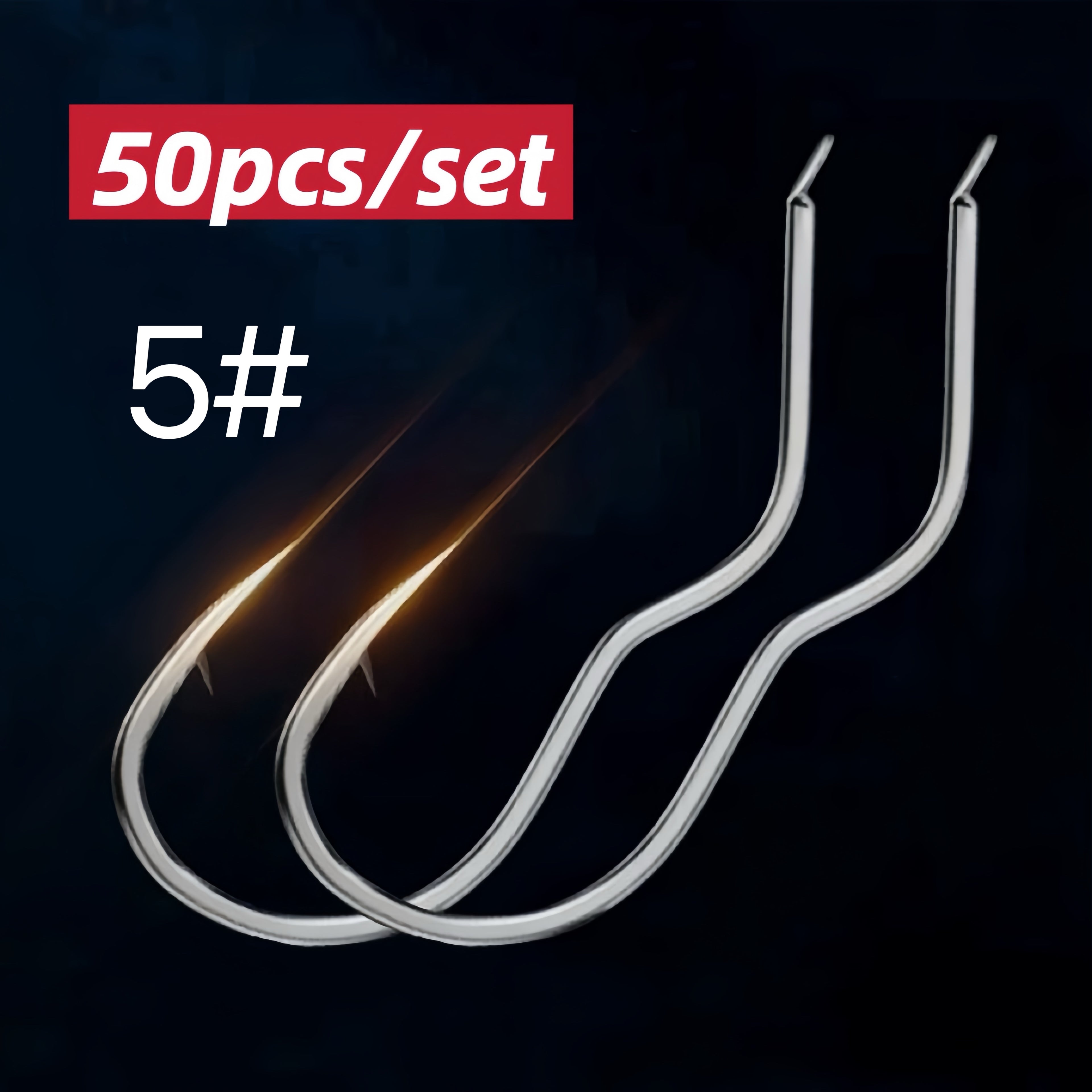50pcs Black Carbon Steel Fishing Hooks with Barbs - Anti-Slip, Secure Grip for Hunting & Fishing