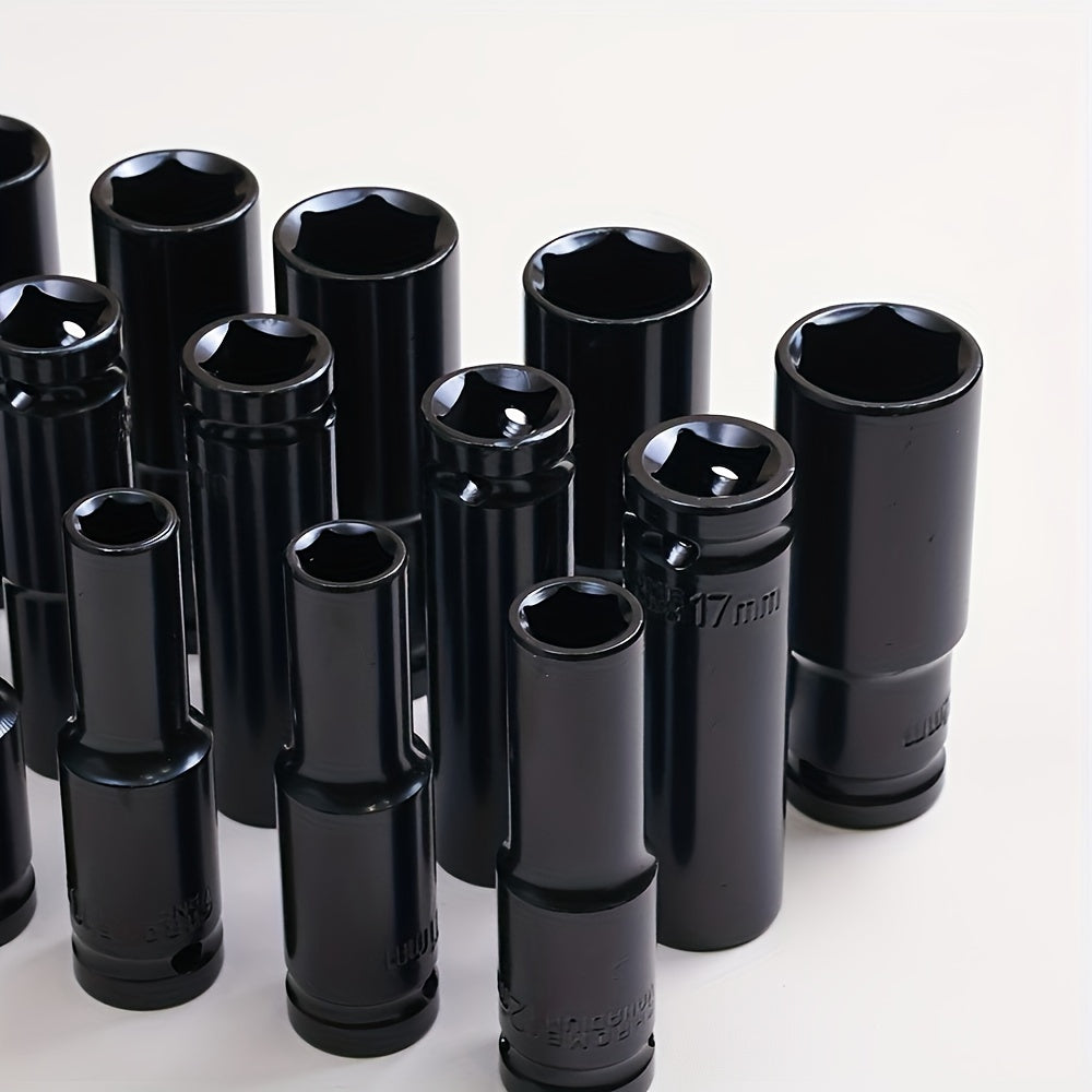 20pc Heavy-Duty Hex Impact Wrench Socket Set - 1/2 Drive, Chrome Vanadium Steel, Metric (8-32mm) Sizes, with Robust Plastic Toolbox - Perfect for Automotive Repair and DIY Projects