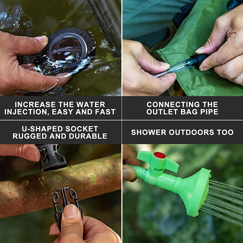 5 Gallon Solar-Powered Portable Shower Bag - Rapid Heating, Removable Hose & Adjustable Showerhead for Ultimate Outdoor Hygiene on Camping, Hiking, Beach Trips