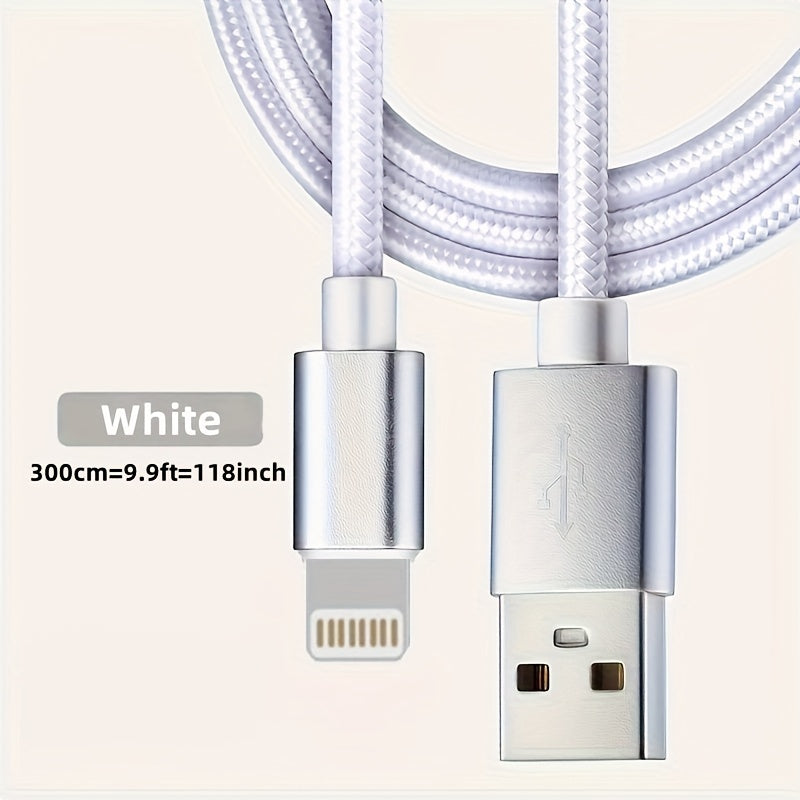 3.3ft/6.6ft/9.9ft USB 18W Fast Charging Data Cable - For IPhone 14/13/12/11 Pro Max/12 Mini/XR/XS/X/8/7/6 Plus/SE For IPad.