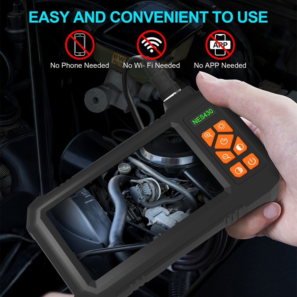 4. 3" IPS HD Borescope Camera with High-Quality 1080P Lens and Bright Headlight for Automotive and House Pipe Inspection