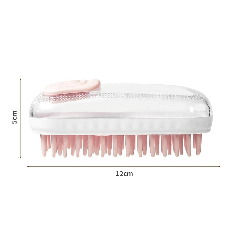 Manufacturer Wholesale Dog Cleaning Grooming Tool Soft Silicone Hair Bathing Brush for Dogs Cat with Soap and Shampoo Dispenser