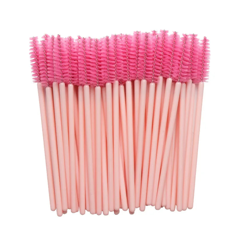 50 Pcs Disposable eyelash brushes Nylon brow brush solid Mascara Wands Applicator eyelash Cosmetic comb women Makeup tools