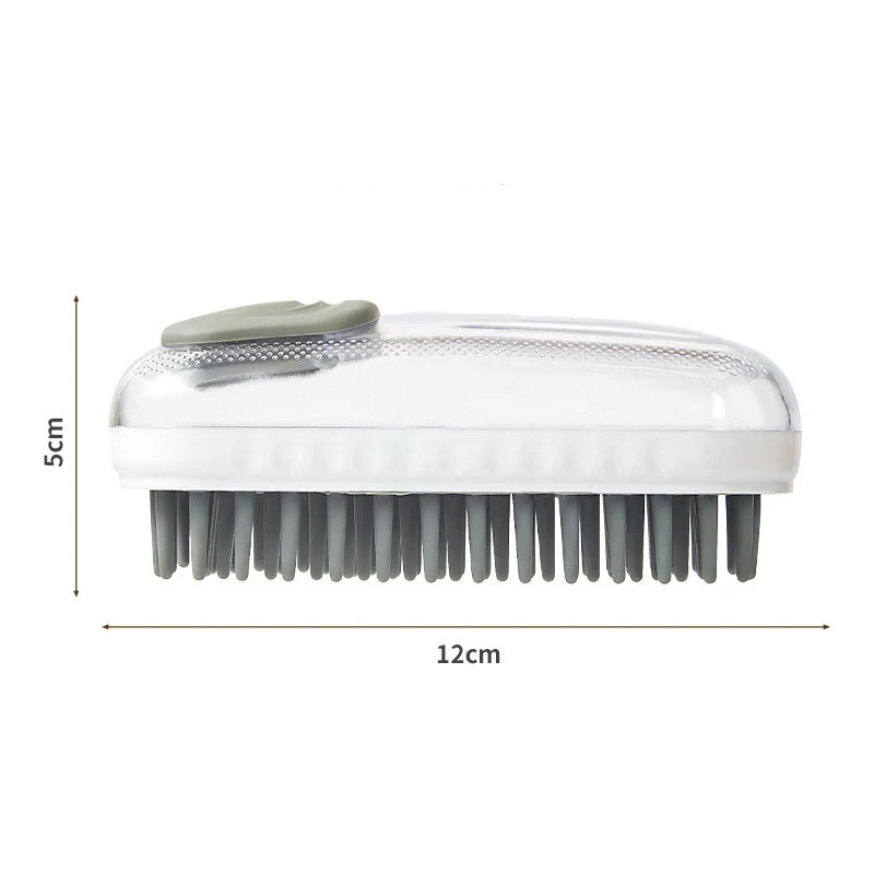 Manufacturer Wholesale Dog Cleaning Grooming Tool Soft Silicone Hair Bathing Brush for Dogs Cat with Soap and Shampoo Dispenser