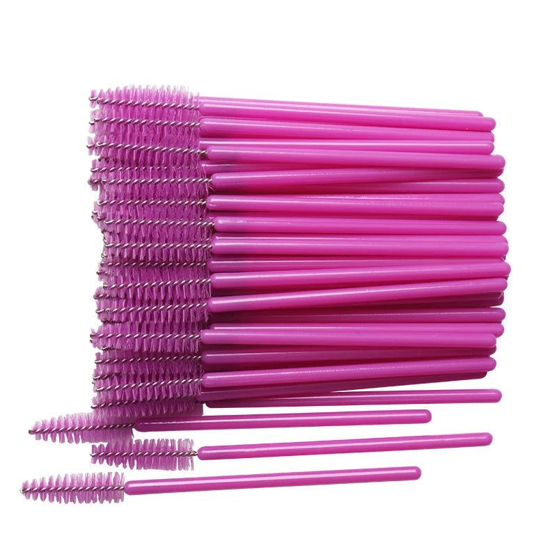 50 Pcs Disposable eyelash brushes Nylon brow brush solid Mascara Wands Applicator eyelash Cosmetic comb women Makeup tools