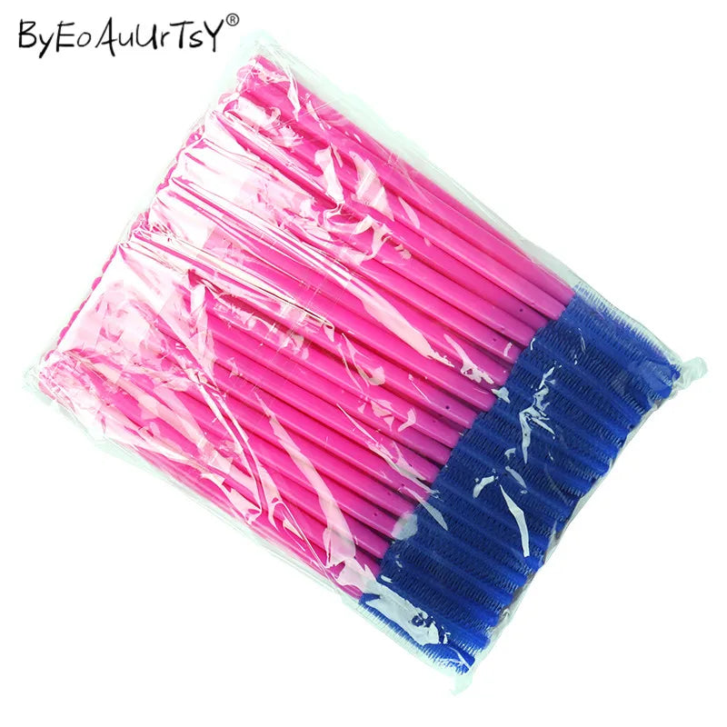 50pcs Silicone Eyelash Brushes Disposable Mascara Wands Applicator Eye Lashes Makeup for Women Cosmetic Brush Beauty Tools