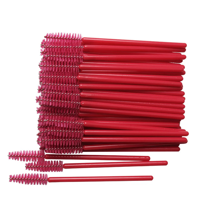 50 Pcs Disposable eyelash brushes Nylon brow brush solid Mascara Wands Applicator eyelash Cosmetic comb women Makeup tools