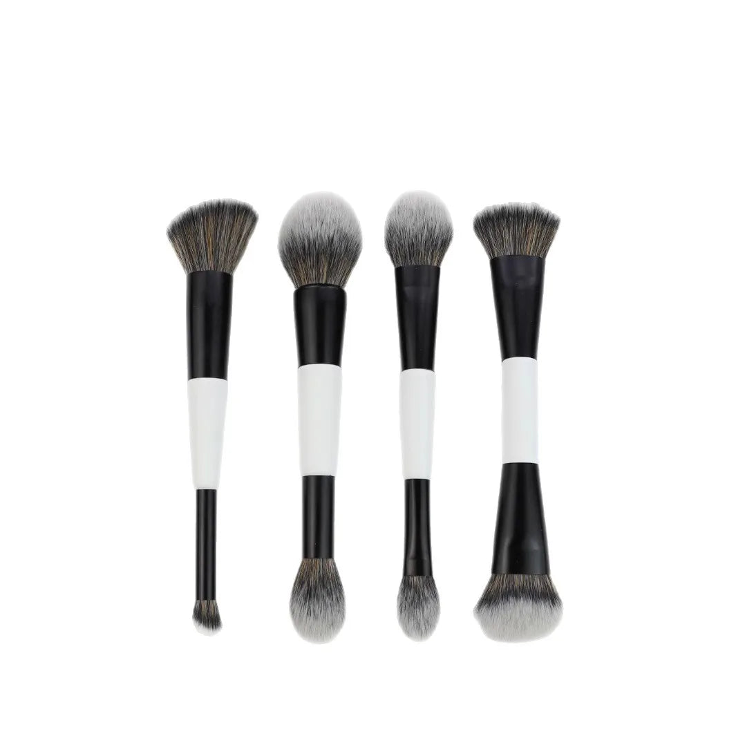 4Pcs Double Sided Makeup Brush Set For Foundation Contour Blending Highlight Powder Blush Applicator