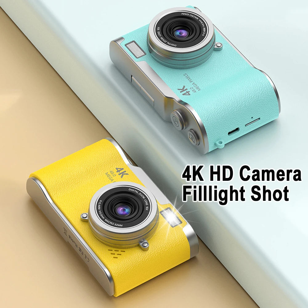 4K CCD 8X Digital Zoom Digital Camera for Student 48MP Compact Digital Photography Camera 180 Flip Screen Selfile Camera