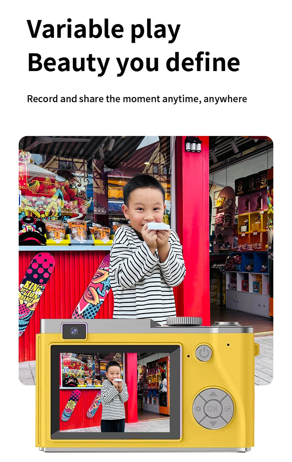 4K CCD 8X Digital Zoom Digital Camera for Student 48MP Compact Digital Photography Camera 180 Flip Screen Selfile Camera