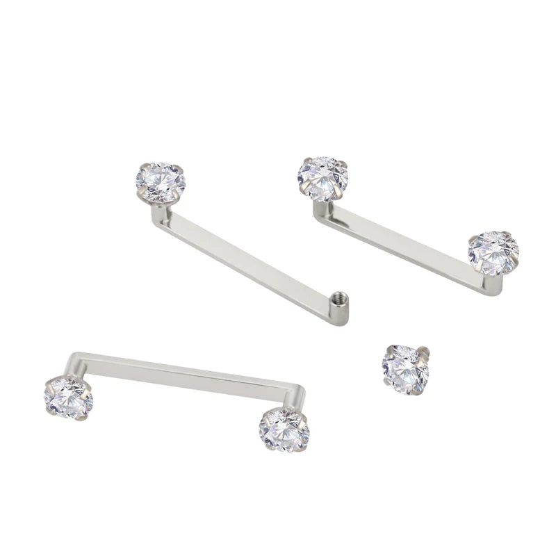 G23 Titanium Dermal Surface Barbell PIERC Micro Dermal Anchor Piercing Zircon Paved Top Labret Internal Thread Body Jewelry