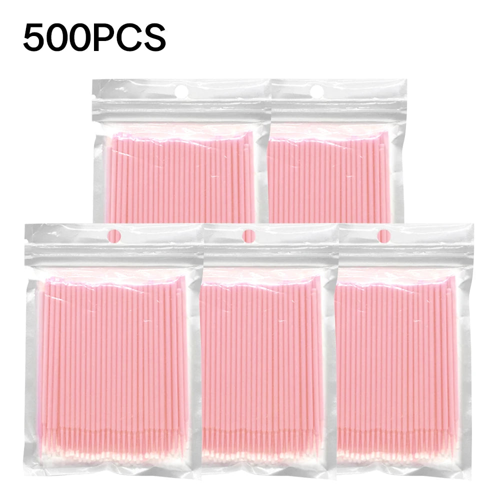 500/1000Pcs Eyelash Cleaning Brush Lash Extension Micro Cotton Swab Individual Eyelashes Microbrush Makeup Clean Remover Tools