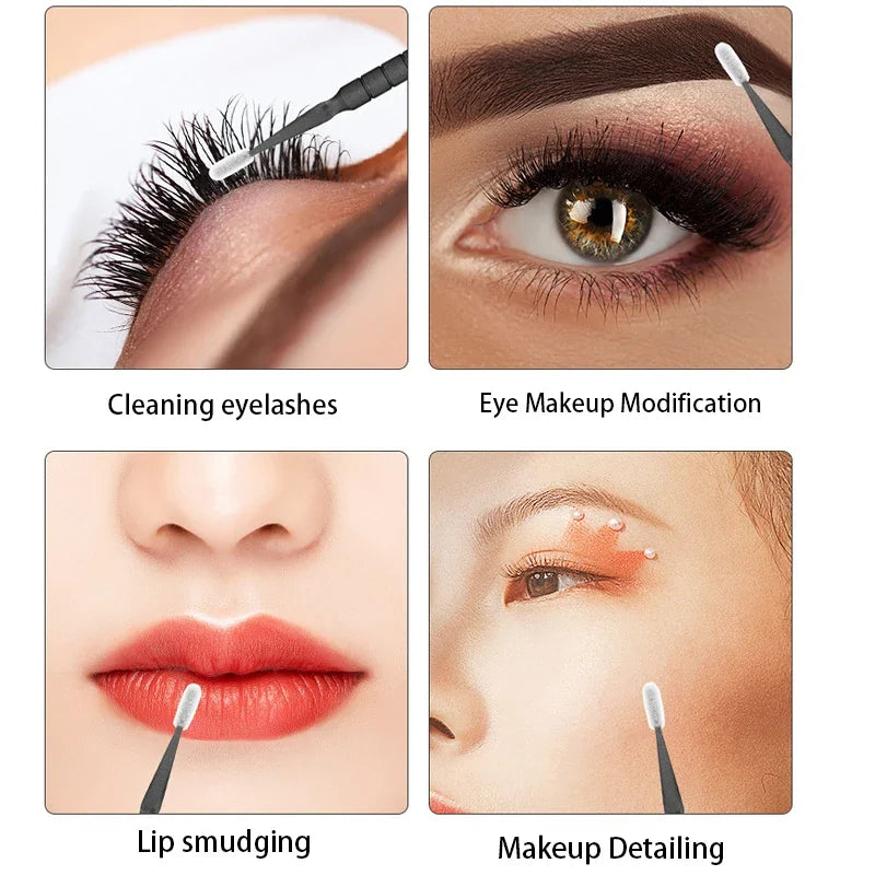 Brushes Crystal 500/1000PCS Disposable Eyelash Swab Microbrushes Eyelash Extension Tool Grafting Lash Removing Applicators