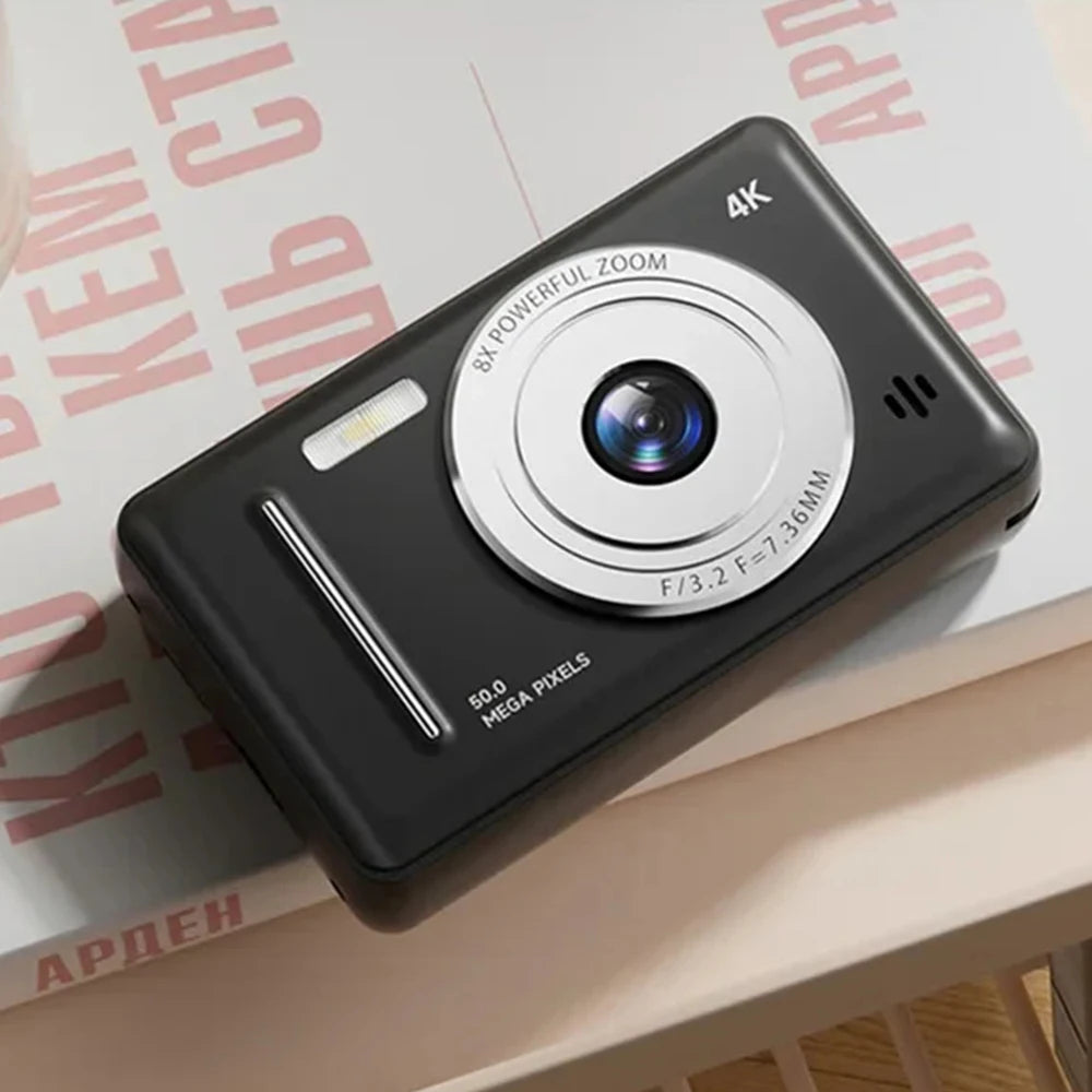 4K Digital Camera 50MP HD Retro Pocket Cameras Photography Travel Selfie Entry-Level Small Camera with 8x Zoom Compact Camcorder