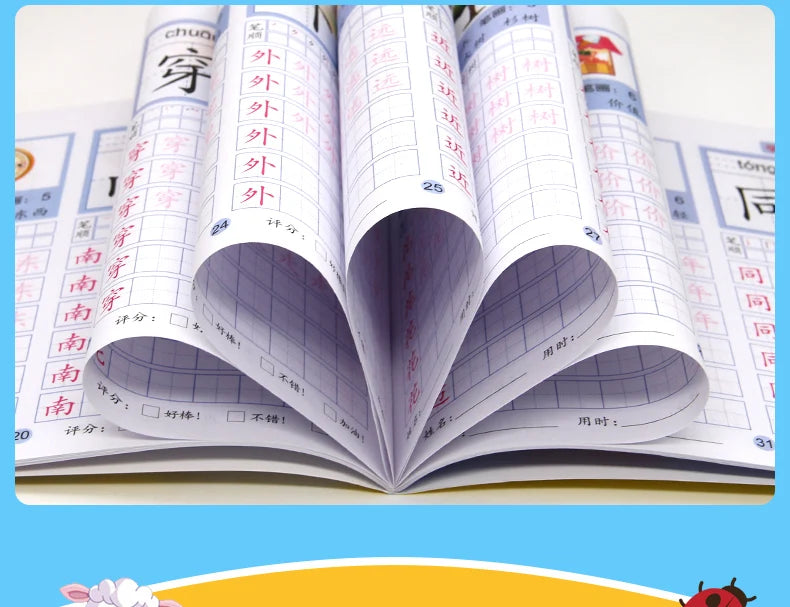 8 Books/set Children Pencil Chinese Tracing Red 800-Character Preschool Children Aged 3-6 Practice Copybook Early Education Book