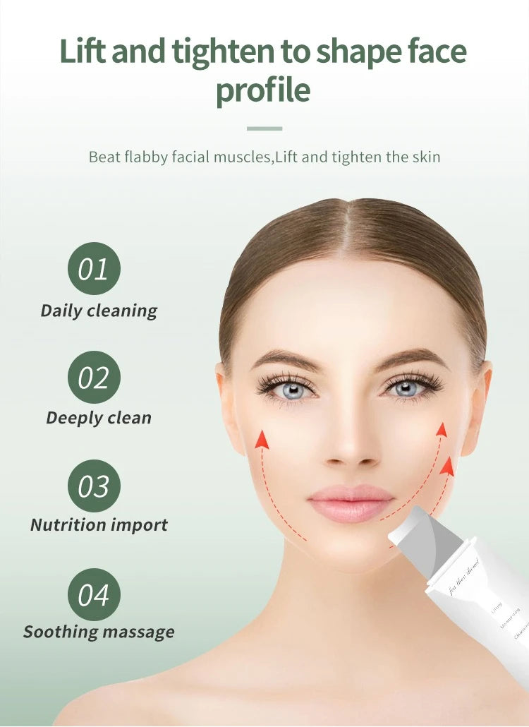 Deep Vibrate Skin Scrubber Facial Cleaner Shovel Spatula Not Ultrasonic Face ScrubberPeeling Blackhead Remover Facial Ma ssager