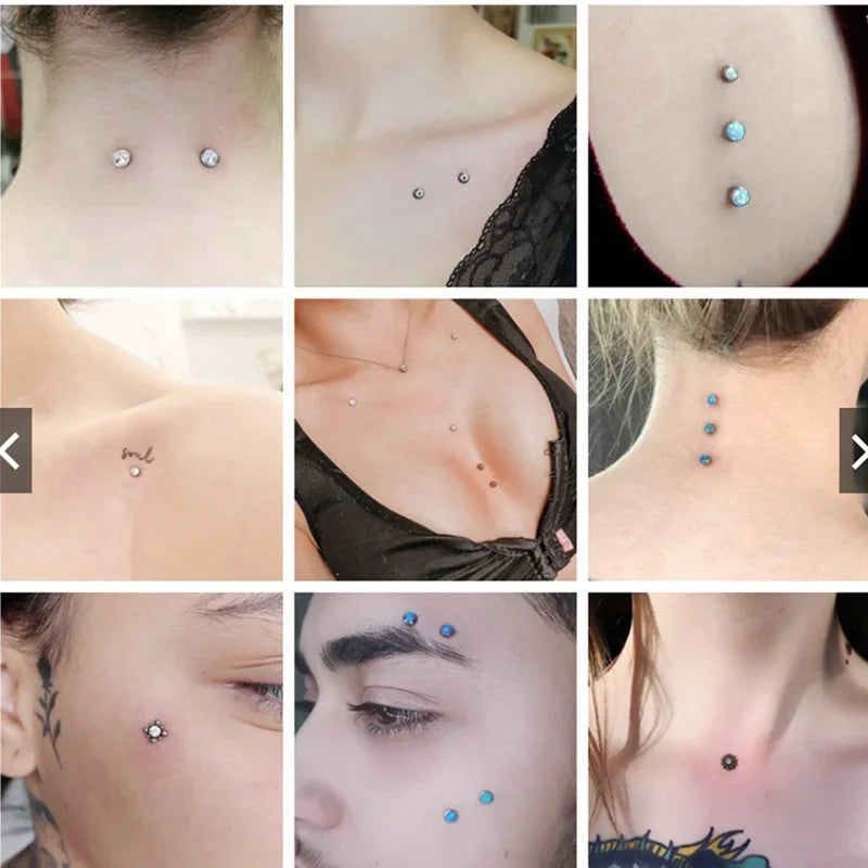 G23 Titanium Dermal Surface Barbell PIERC Micro Dermal Anchor Piercing Zircon Paved Top Labret Internal Thread Body Jewelry