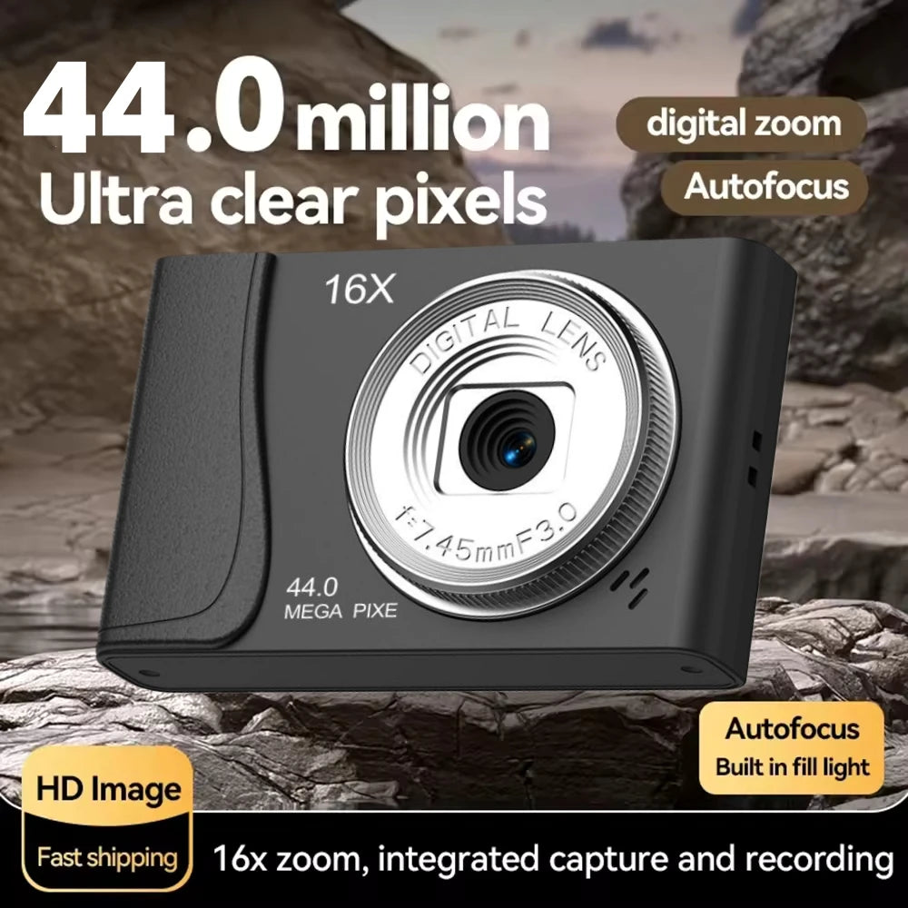 4K Digital Camera 24 Million Pixels Children Camcorder 16x Zoom Compact Cameras Auto Focus for Kids Adult Beginners Photograph