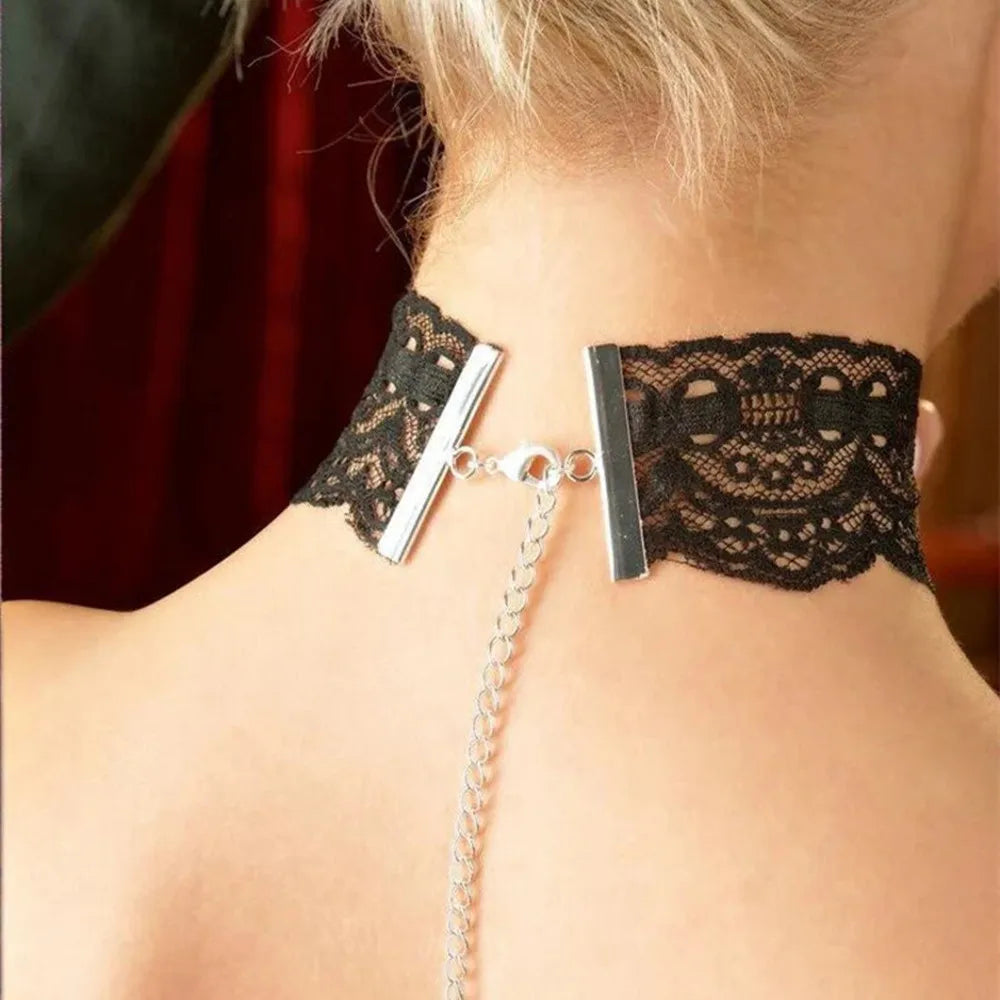 LXY-W 2023 New Fashion Sexy Black Lace Necklace for Women Girl Vintage Baroque Simplicity Adjustable Choker Jewelry Party Gift